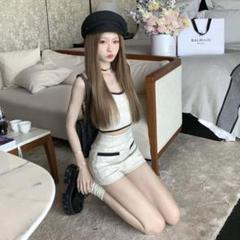 ワンホンファッション 中国人気ブランド COOLLINE ビスチェ ツイード