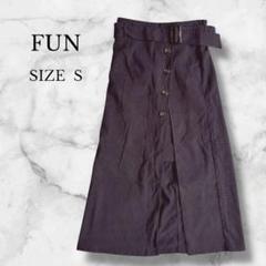 ファン FUN ロングスカート フレアスカート Aライン スリット ブラック S