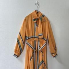 レディース　ストライプ柄 ワンピース　一点もの　オレンジ系