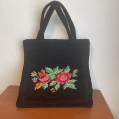 FEILER 花柄刺繍 トートバッグ 黒