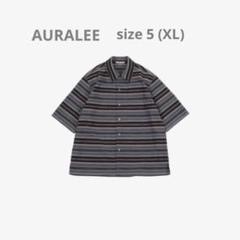 【美品】AURALEE WOOL POLYESTER BORDER SHIRTSのサムネイル
