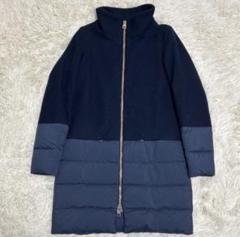 美品　ヘルノ　ダウンコート　切替　フード付　2way ネイビー