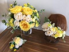 【即購入OK♡】ブーケ、ブートニア、ヘッドパーツ 造花 イエロー 黄