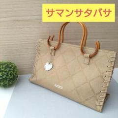 サマンサタバサ ハンドバッグ バンブーハンドル型　 ハートミラーチャーム付
