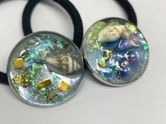 海 モチーフ ヘアゴム 夏 レジン シェル 貝殻 海中風 2点セット