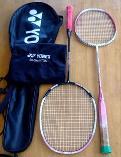 YONEX バドミントンラケット 2本 ナノレイD28 パワー4000Ⅱ