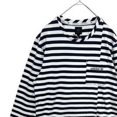 【レアデザイン‼️】新品 adidas ボーダー柄 ロンT M グレー 黒 Y2K