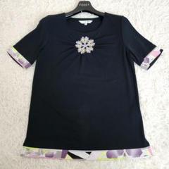 【未使用級】 LEONARD SPORTS カットソー 刺繍 花 ビーズ トリム