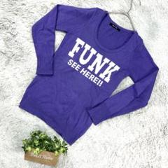 【one way】FUN SEE HERE!!プリントニットセーター(F)紫色