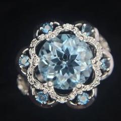②✴︎GSTV✴︎ K14 14K ロンドンブルートパーズ 3ct 指輪 12号