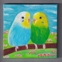 インコ 絵画 インコさん〔スクウェア〕アクリル画 - メルカリ