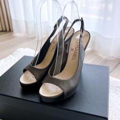 CHANEL シャネル ココマーク スリングバック バイカラーパンプス 36.5 CHANEL シャネル ココマーク スリングバック バイカラーパンプス
