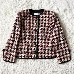 【美品】Christian Dior ノーカラー　テーラードジャケット　千鳥柄 christian Dior】【イタリア製】クリスチャンディオール『千鳥格