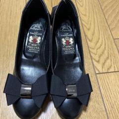 ミハマ　一回使用の美品　リボン付　ブラックレザー　カッターシューズ　メルカリ便 ミハマ ブラックレザー カッターシューズ リボン付 一回使用の美