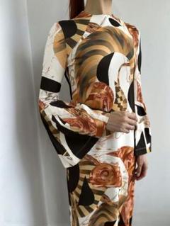 Marble Print I-Line Jersey Dress