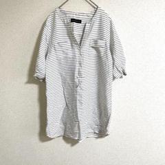 グリーンレーベルリラクシング 長袖ブラウス ボーダー柄 5分袖 レディース