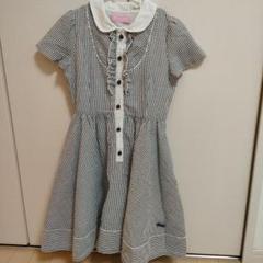 週末セール！【美品】メゾピアノ ストライプ 半袖ワンピース 140cm
