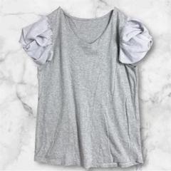 2444 モデラート パフスリーブ Tシャツ グレー M コットン混 Vネック