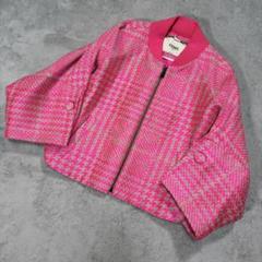 フェンディ　千鳥柄　ジャケット　ボンバージャケット　ブルゾン　ピンク　40 フェンディ千鳥柄ジャケットボンバージャケットブルゾンピンク40