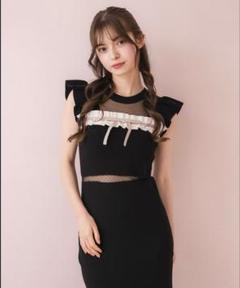 DOLCELICHE ドットチュールフリルニットワンピース ピンク ドットチュールフリルニットワンピース | DOLCELICHE（ドルチェ