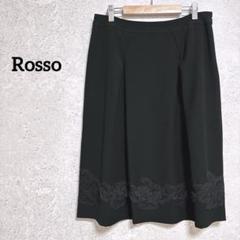 ロッソ スカート 黒 花柄レース タック入り ガーリー 大人カジュアル