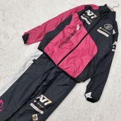 asics ジャージ上下セット ダークグレー×ピンク M スポーツ