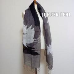 JURGEN LEHL ストライプフリンジストール JURGEN LEHL ヨーガンレールマフラーストールカシミヤ混フリンジ
