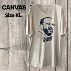アメリカ古着 CANVAS おじさん 半袖 プリント Tシャツ グレー XL