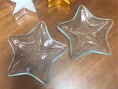 星型 貝殻 ヒトデ ガラス トレー 皿 2枚 星 金 銀 オブジェ まとめ売り