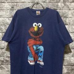本命ギフト 希少 ELMO Tシャツ USA製 エルモ ビッグロゴ ネイビー - メルカリ トップス