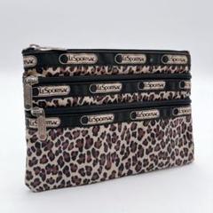 レスポートサック　LeSportsac ポーチ　ヒョウ柄　3段