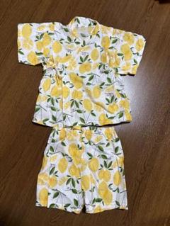 ベビー服 甚平 レモン柄 95cm 半袖 上下セット 浴衣 子供服