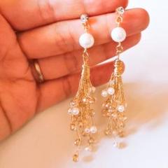 No.11 A級ガラスポストピアス&花束おしゃれピアス