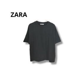 【ザラ】Tシャツ　カットソー　半袖　シンプル　カジュアル　ブラック　M