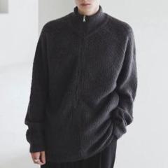 vintage y2k炭黒ドライバーズニットウールモヘア毛長ハイネック