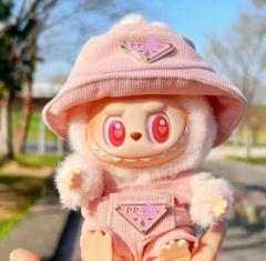 【新品】洋服付き♡ ラブブ ピンク　labubu labubu ラブブ着せ替え服 P ピンク オーバーオール2点セット