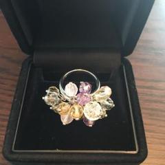 18K 2トーンローズクォーツ&プラムガーネットリングQVC