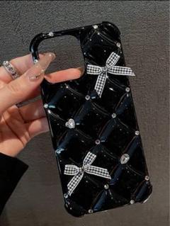 リボン付きブラックiPhoneケース