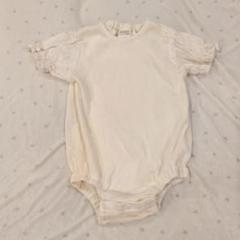 ホワイトロンパース 半袖 フリル付き 70