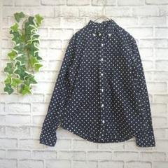 【Gymphlex】ジムフレックス　メンズ　長袖シャツ　14　ドット柄　ネイビー