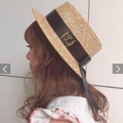 【新品】LIZLISA ダブルリボン付き麦わら帽子 LIZ LISA - リズリサ ダブルリボン付き麦わら帽子の通販 by re