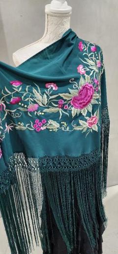 フラメンコ　シージョ　マンサニージャ　緑　刺繍入り　豪華 フラメンコシージョマンサニージャ緑刺繍入り豪華