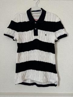 【美品】ポロラルフローレン 半袖 ケーブルニット ボーダー ロゴ刺繍 現行 POLO RALPH LAUREN - 現行 ポロラルフローレン ケーブル半袖