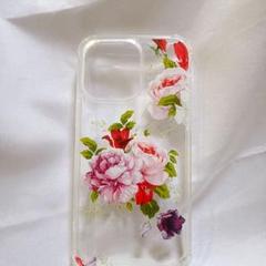 ヴィンテージフラワープリント 透明 ケース IPhone14 ProMax