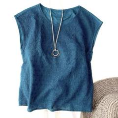 極美品 パラスパレス nume 藍色 立体編み刺繍 ブラウス ゆったりカットソー 極美品 パラスパレス nume 藍色 立体編み刺繍 ブラウス ゆったり