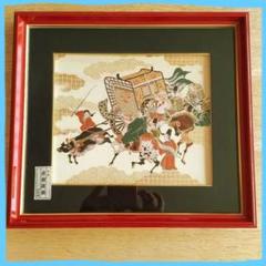 織額 京都西陣 龍村製 源氏絵合錦 織物 額装 C R4635C