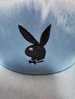 2016 supreme playboy ベースボールキャップ サテン ブルー