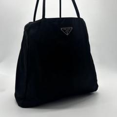 美品✨プラダ ナイロン トート ハンドバッグ 三角プレート 手提げ ブラック