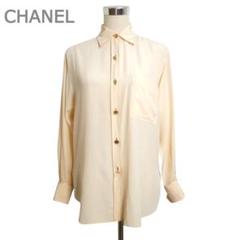 人気モデル✨CHANEL 長袖　ブラウス　シャツ　ベージュ　金ボタン CHANEL シャネル ヴィンテージ ブラウス シャツ ロゴ 長袖