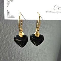 SALE ゴールドフープピアス フープピアス ハートチャーム